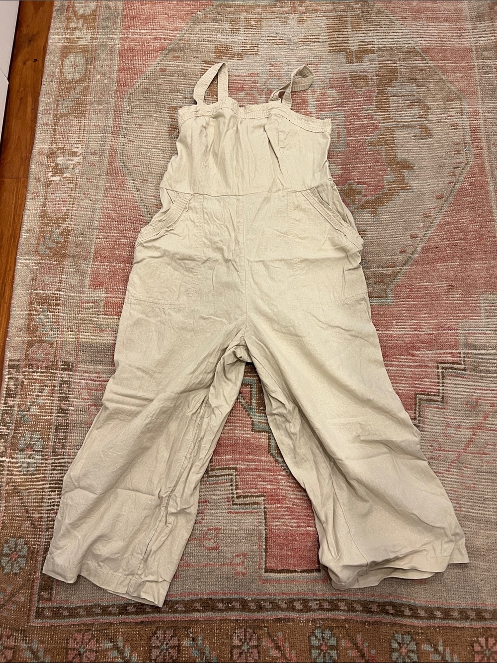 Old Navy Cream Wide-Leg Linen Jumpsuit